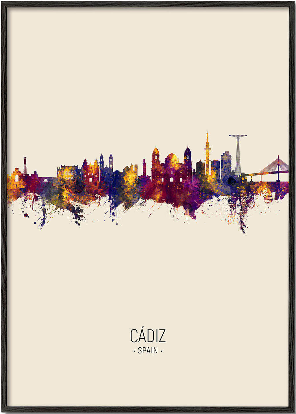 Kökskonst Cádiz skyline akvarell