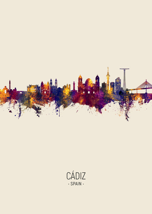 Kökskonst Cádiz skyline akvarell