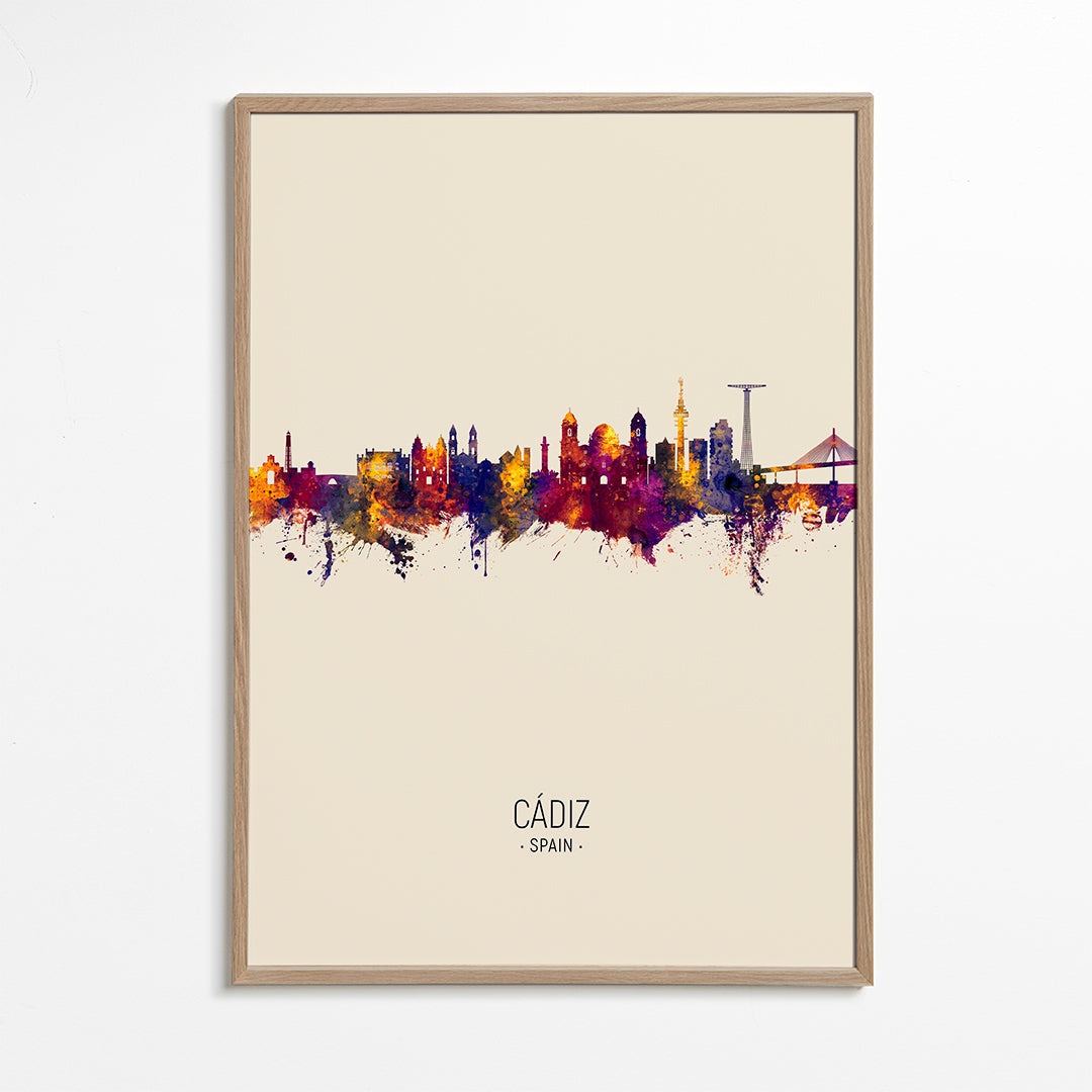 Kökskonst Cádiz skyline akvarell