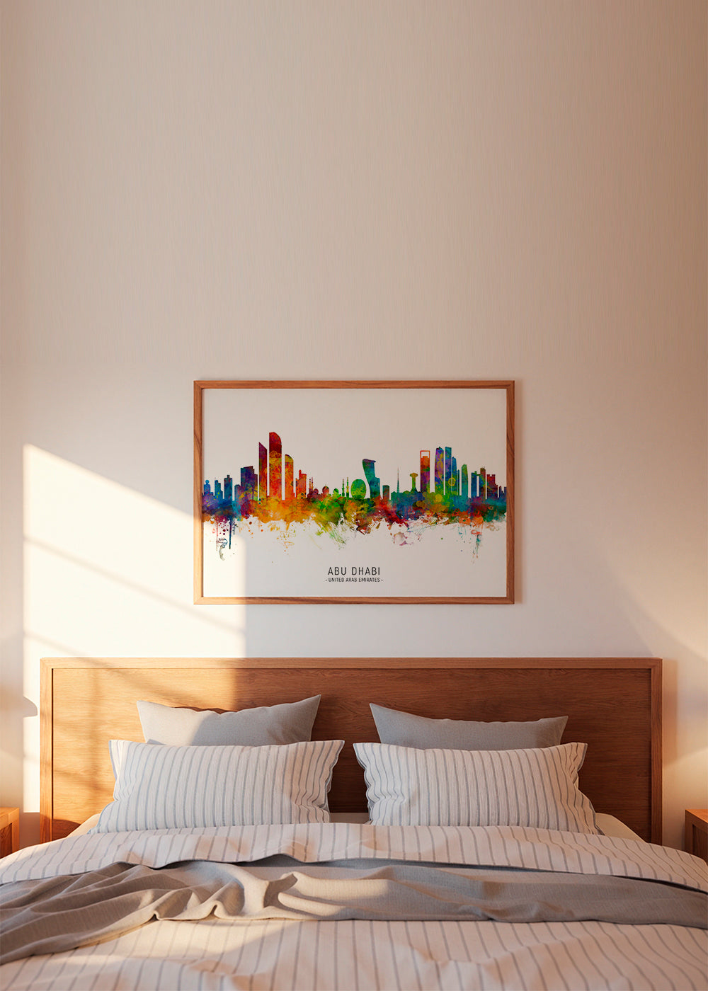 Stadskonst Abu Dhabi skyline akvarell