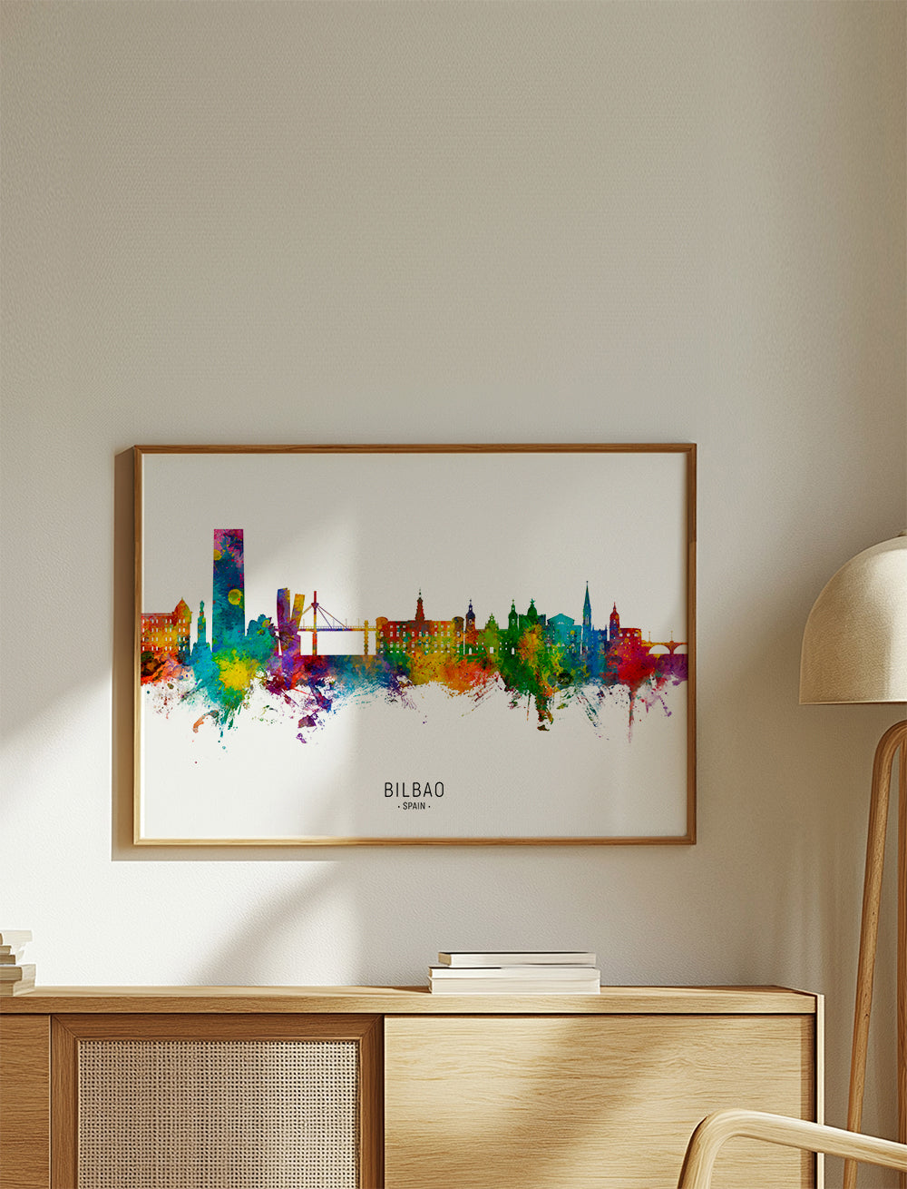 Reseaffisch Bilbao skyline akvarell