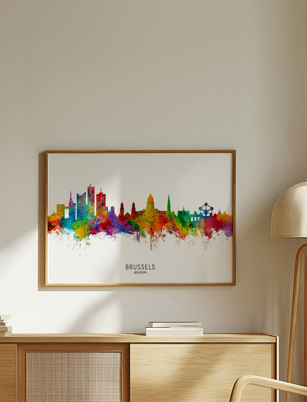 Stadstavla: Bryssels skyline i akvarellfärger