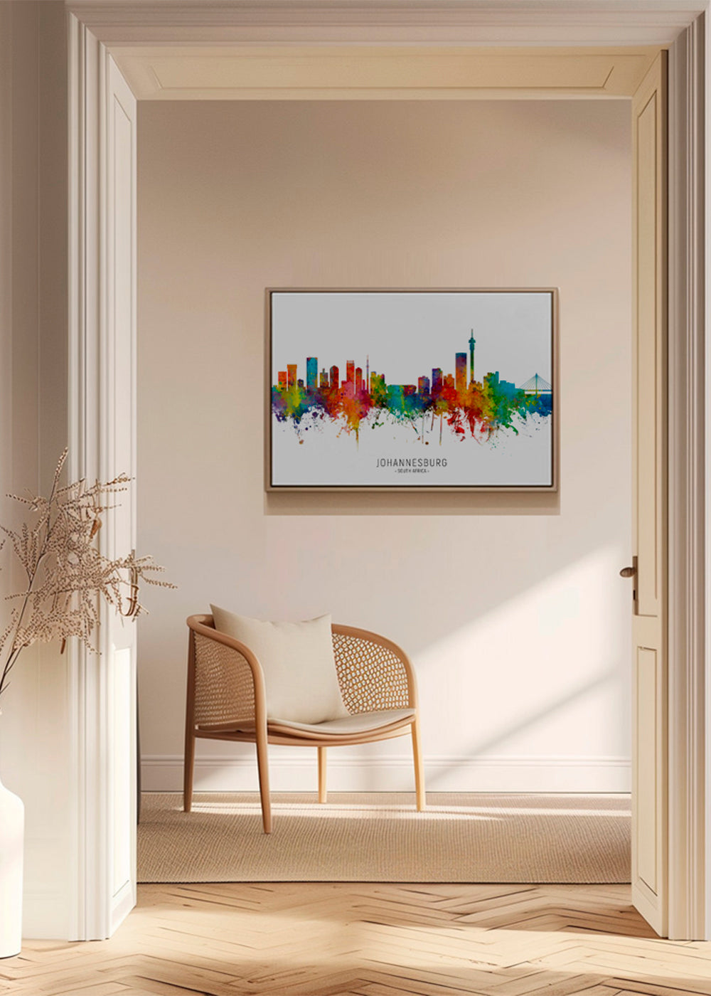 Kökskonst Johannesburg skyline akvarell