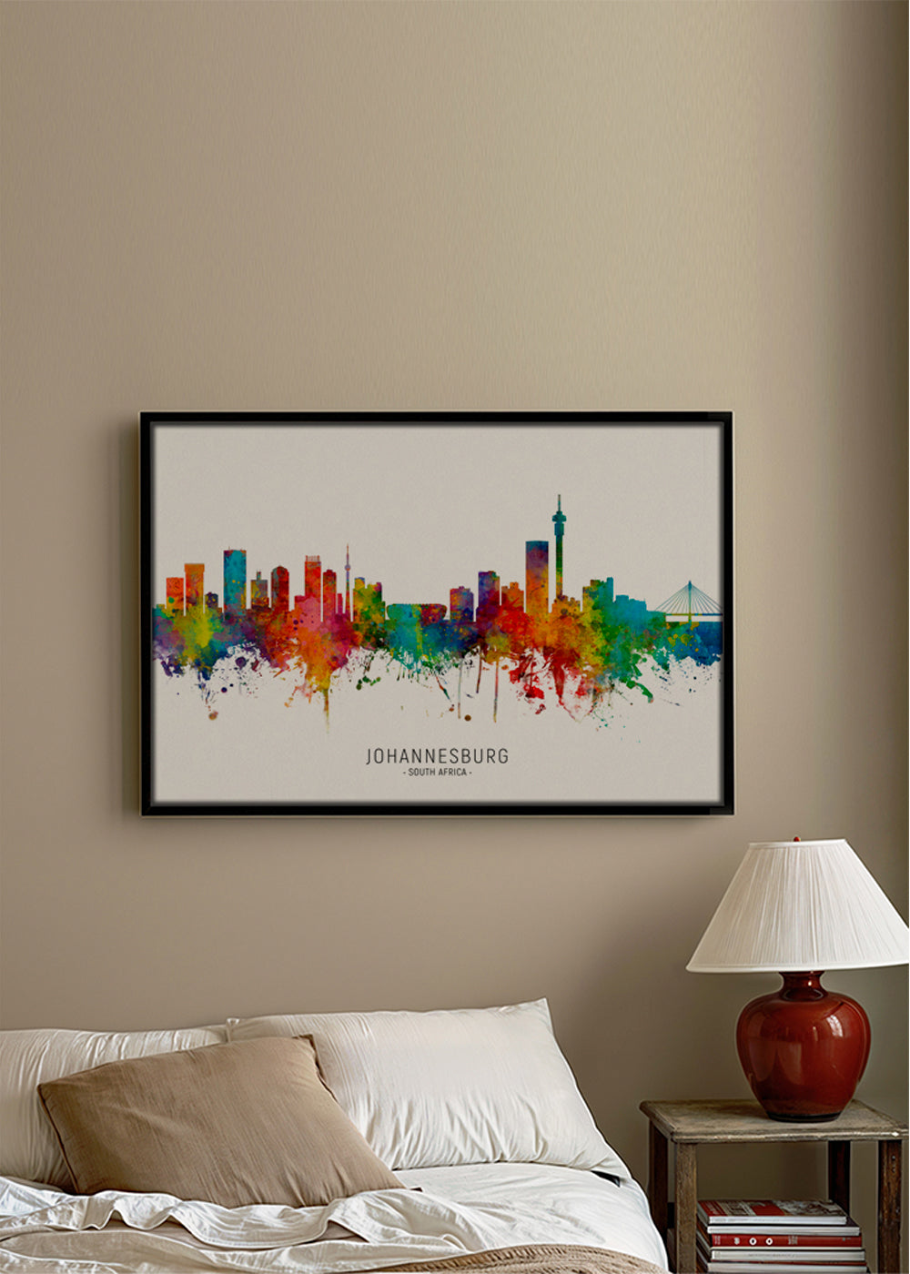 Kökskonst Johannesburg skyline akvarell