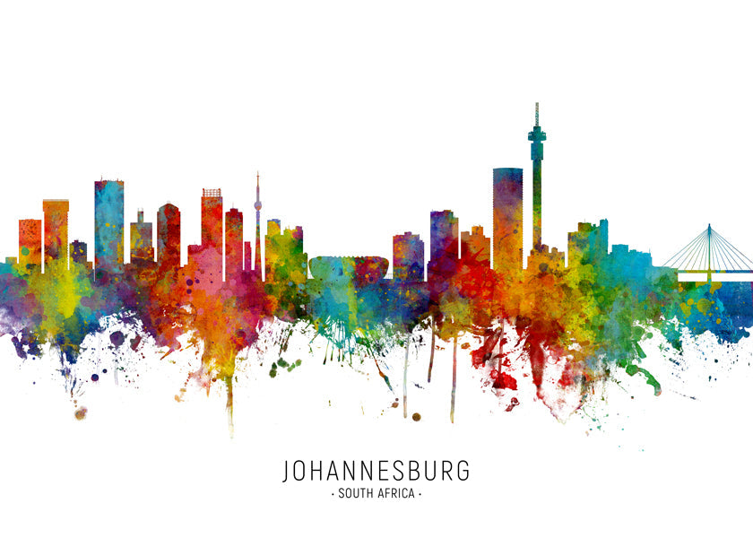Kökskonst Johannesburg skyline akvarell