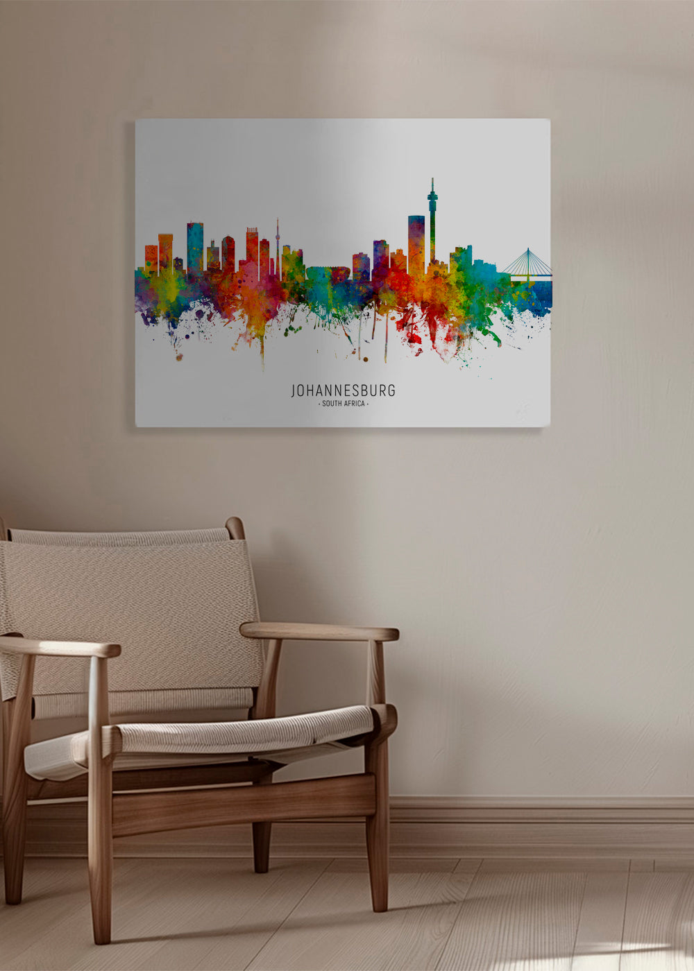 Kökskonst Johannesburg skyline akvarell