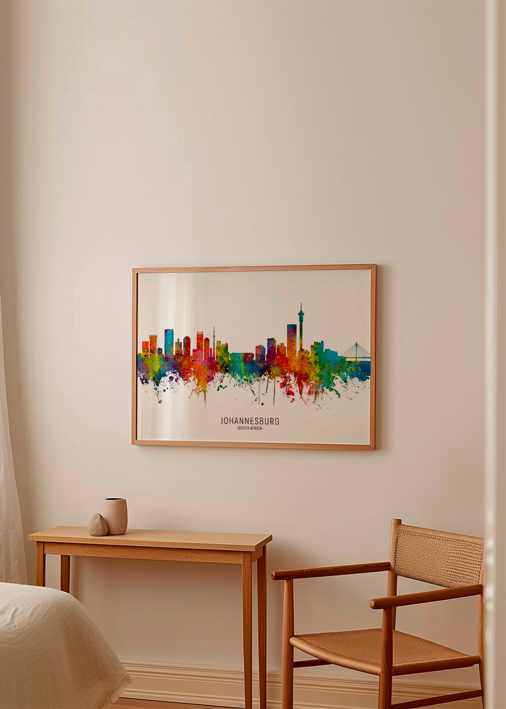 Kökskonst Johannesburg skyline akvarell