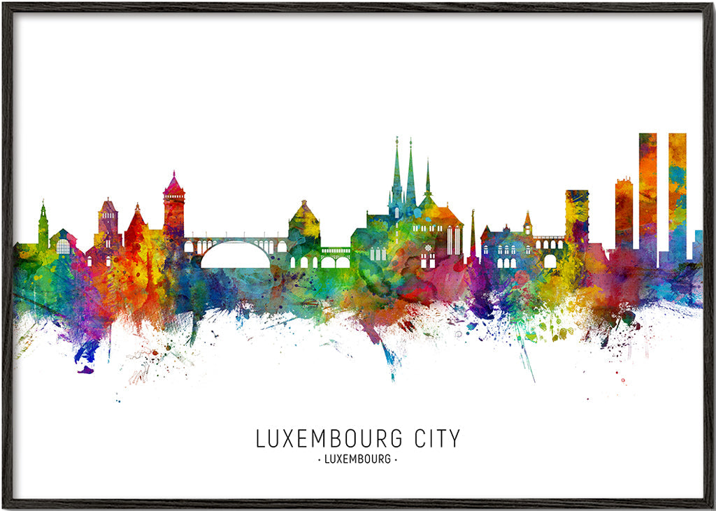Kökskonst Luxemburg skyline akvarell
