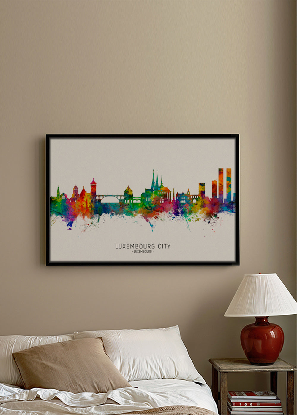 Kökskonst Luxemburg skyline akvarell