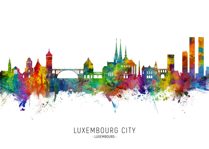 Kökskonst Luxemburg skyline akvarell