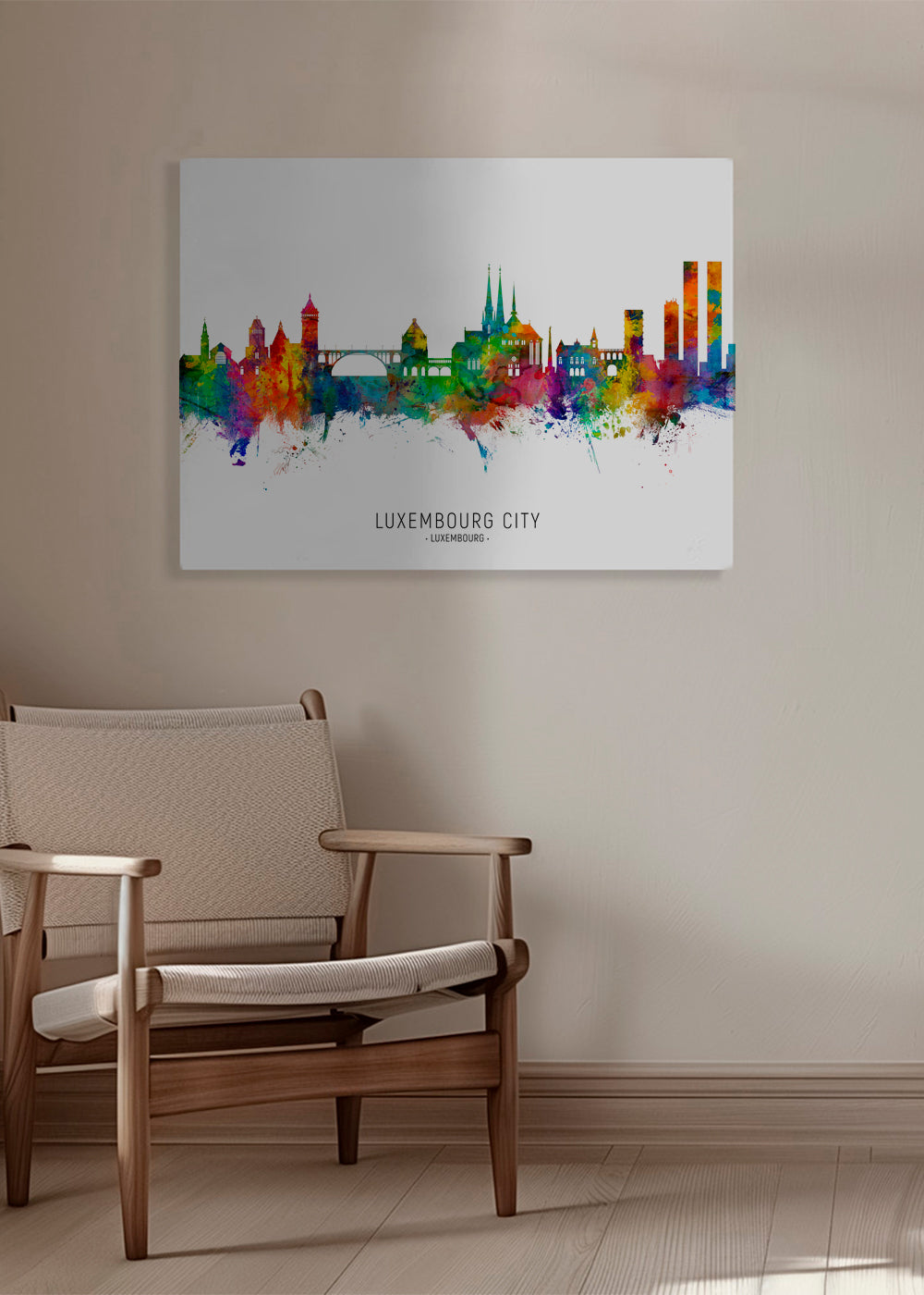 Kökskonst Luxemburg skyline akvarell