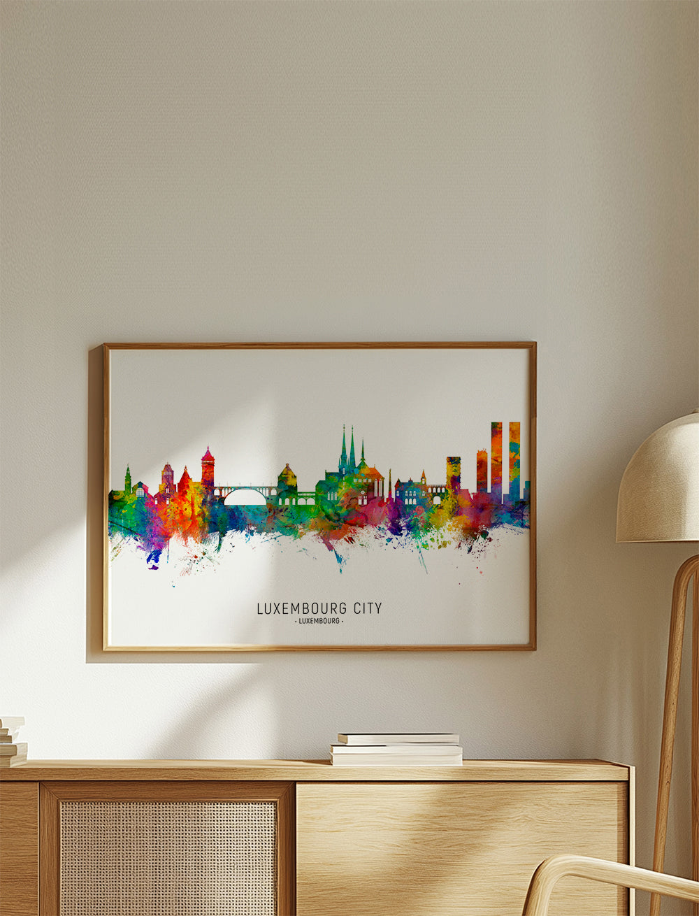 Kökskonst Luxemburg skyline akvarell