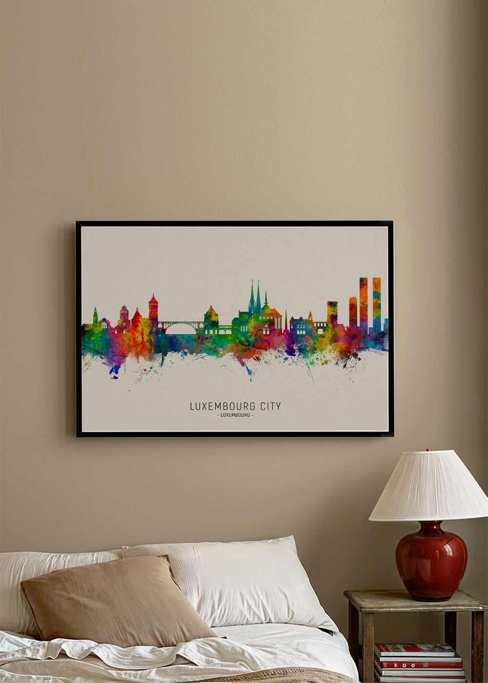 Kökskonst Luxemburg skyline akvarell