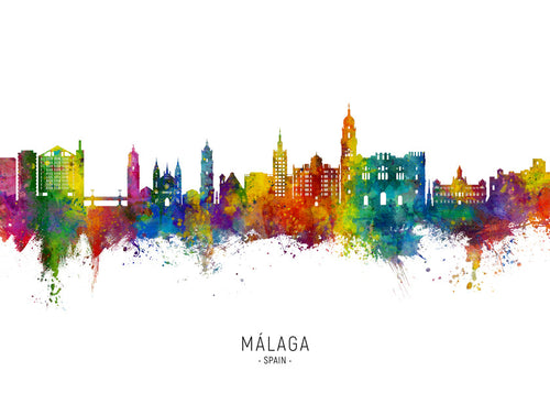 Stadsbild Málaga akvarell-skyline