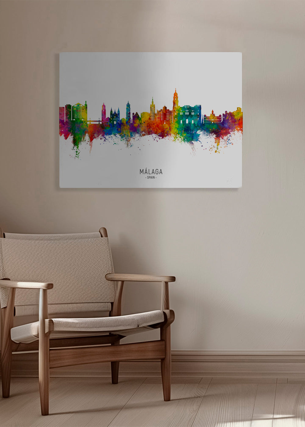 Stadsbild Málaga akvarell-skyline