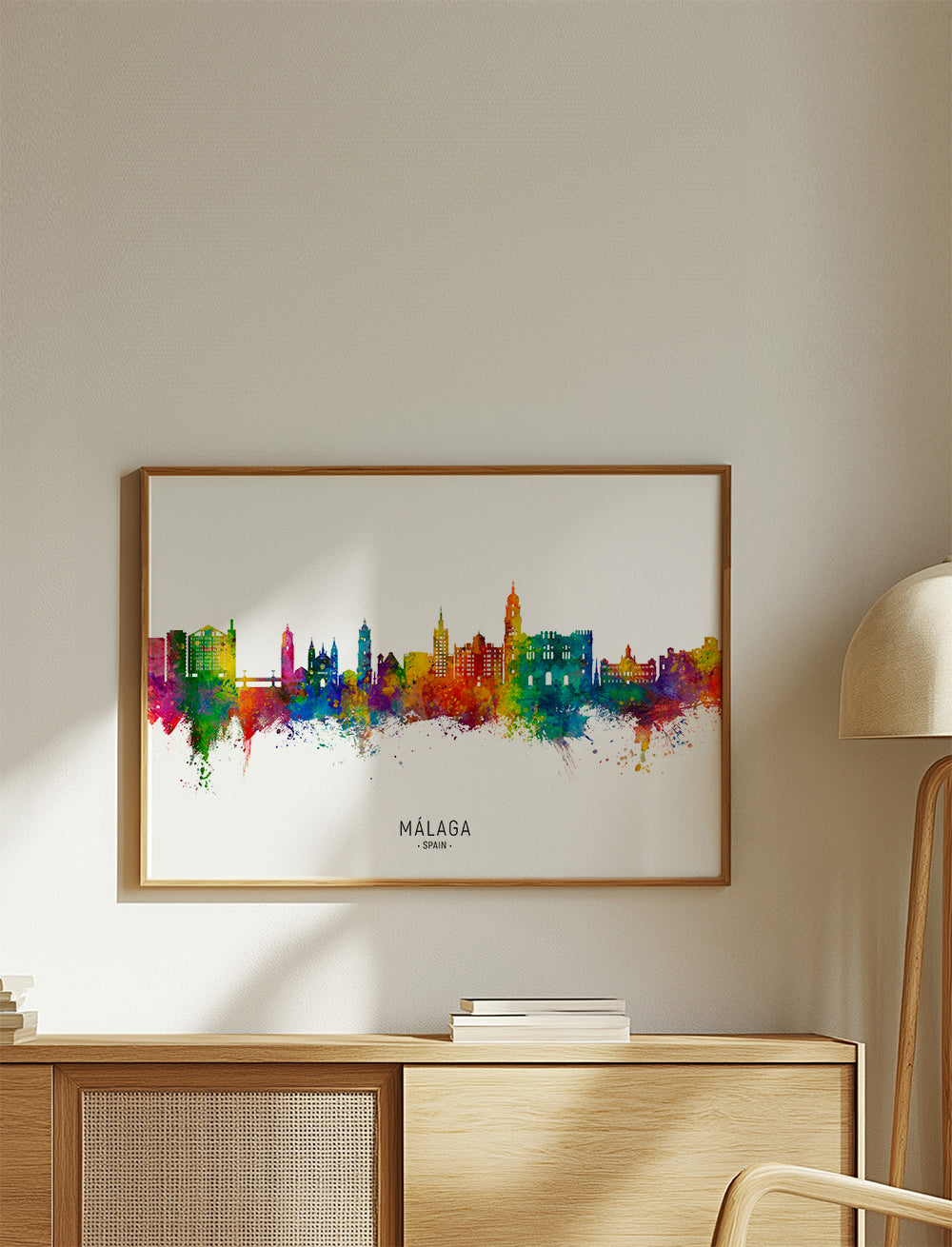 Stadsbild Málaga akvarell-skyline