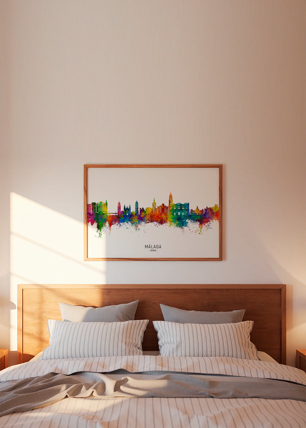 Stadsbild Málaga akvarell-skyline