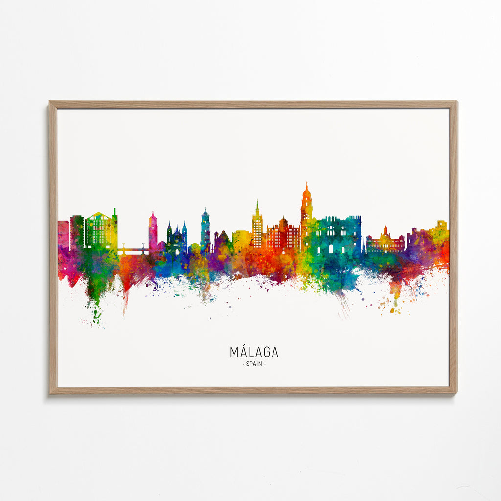 Stadsbild Málaga akvarell-skyline