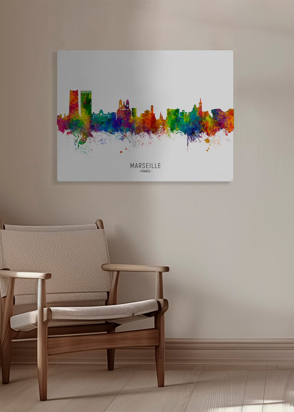 Stadstavla Marseille i akvarell multicolor