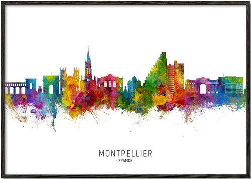 Montpellier akvarell stads-silhuett