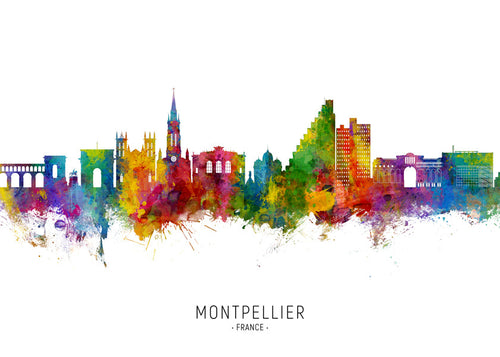 Montpellier akvarell stads-silhuett
