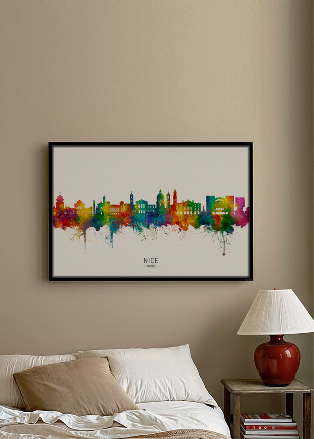 Kökskonst: Nice skyline akvarell i färg