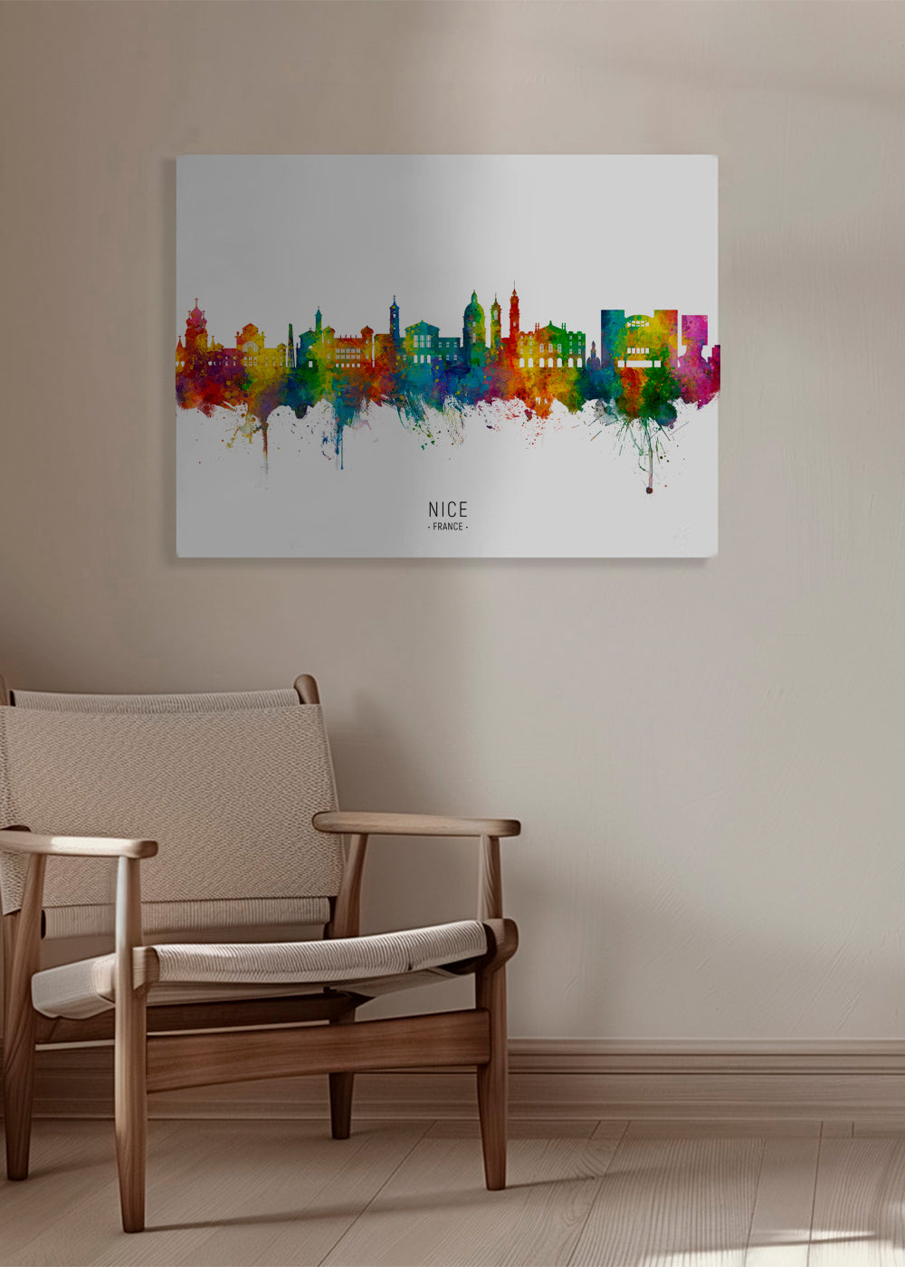 Kökskonst: Nice skyline akvarell i färg