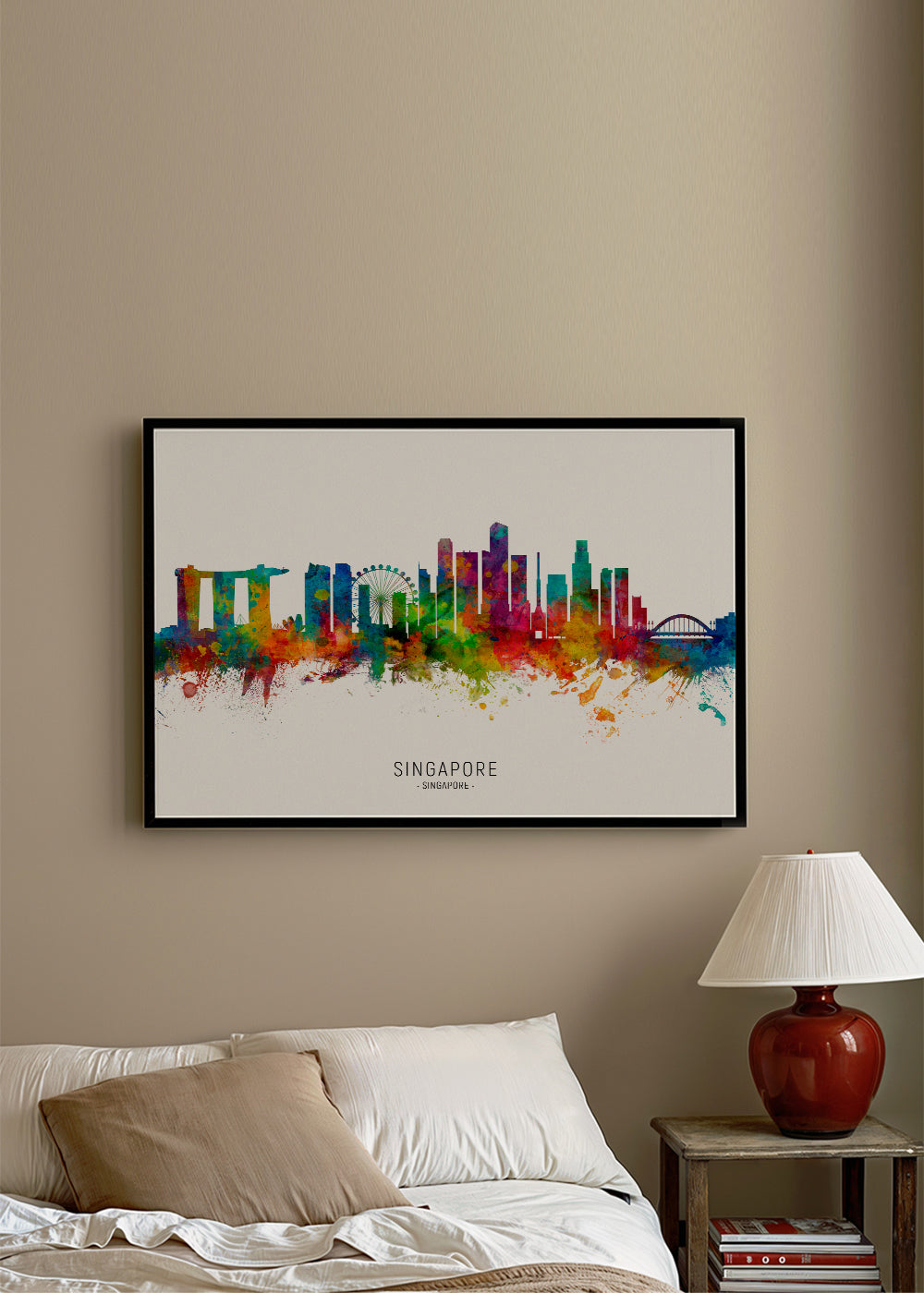 Reseaffisch: Singapores skyline i akvarell