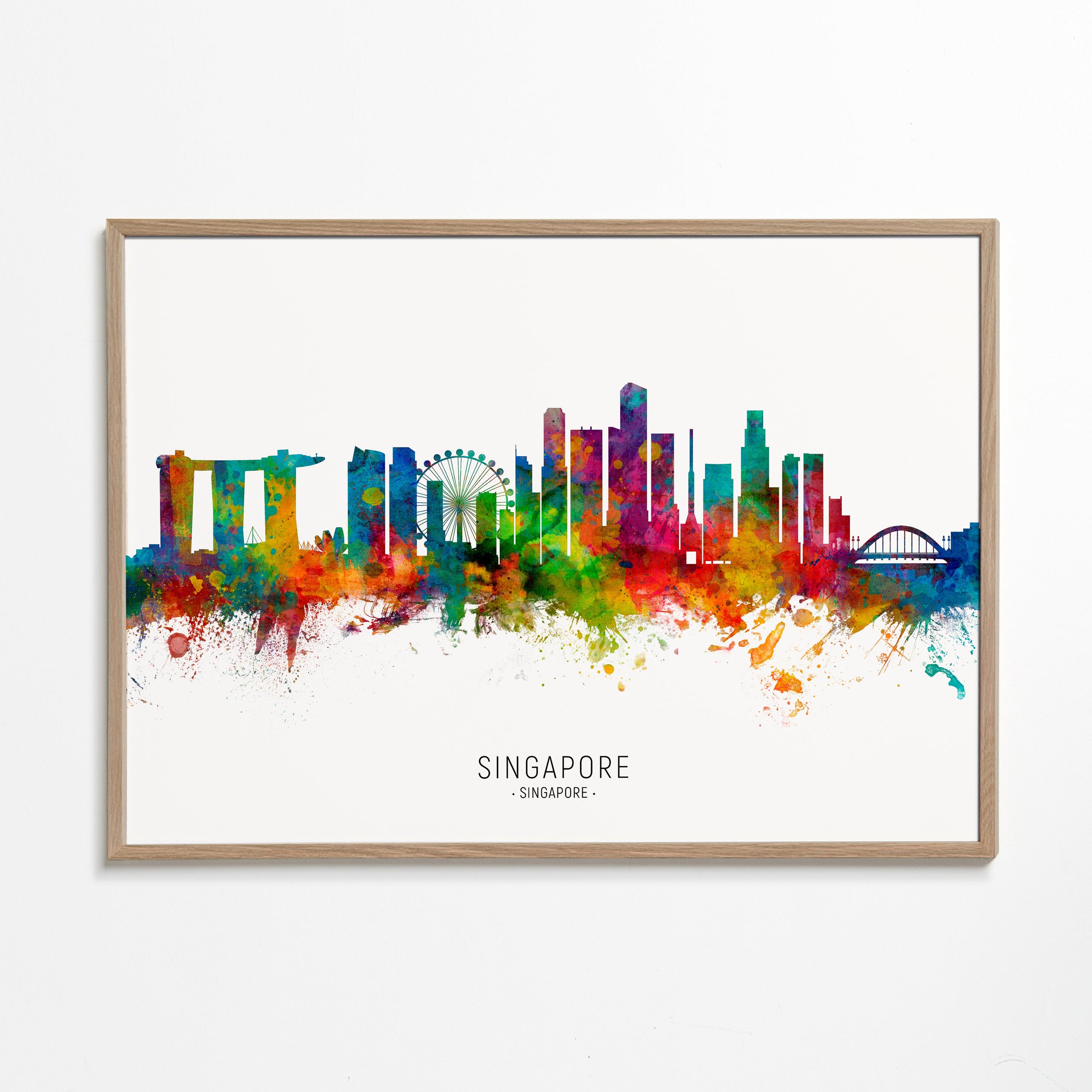 Reseaffisch: Singapores skyline i akvarell
