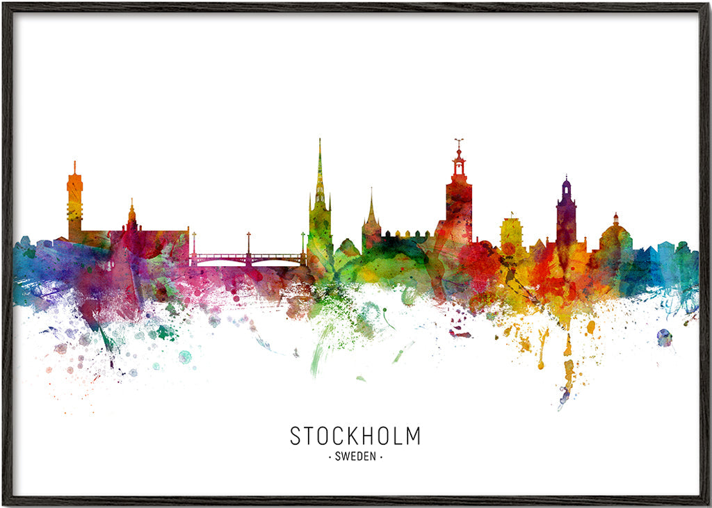 Stadskonst: Stockholms skyline i akvarell