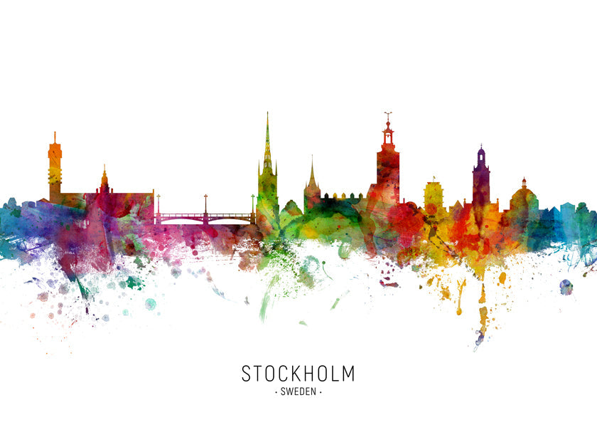 Stadskonst: Stockholms skyline i akvarell