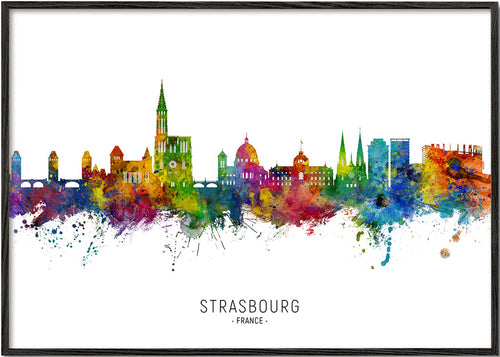Reseposter Strasbourg färgstark skyline