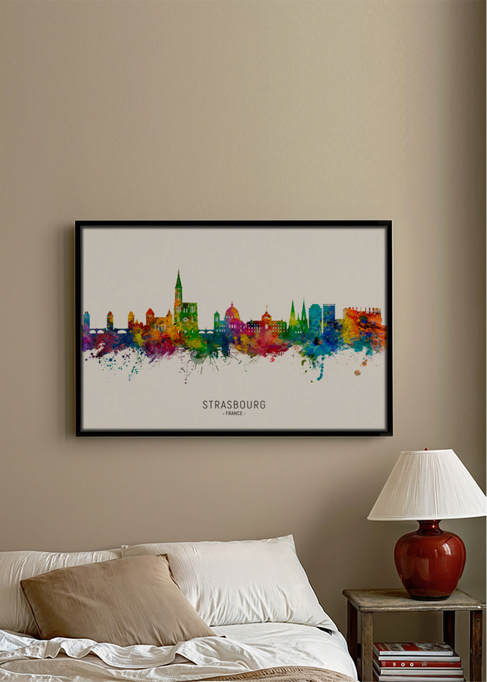 Reseposter Strasbourg färgstark skyline