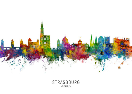 Reseposter Strasbourg färgstark skyline