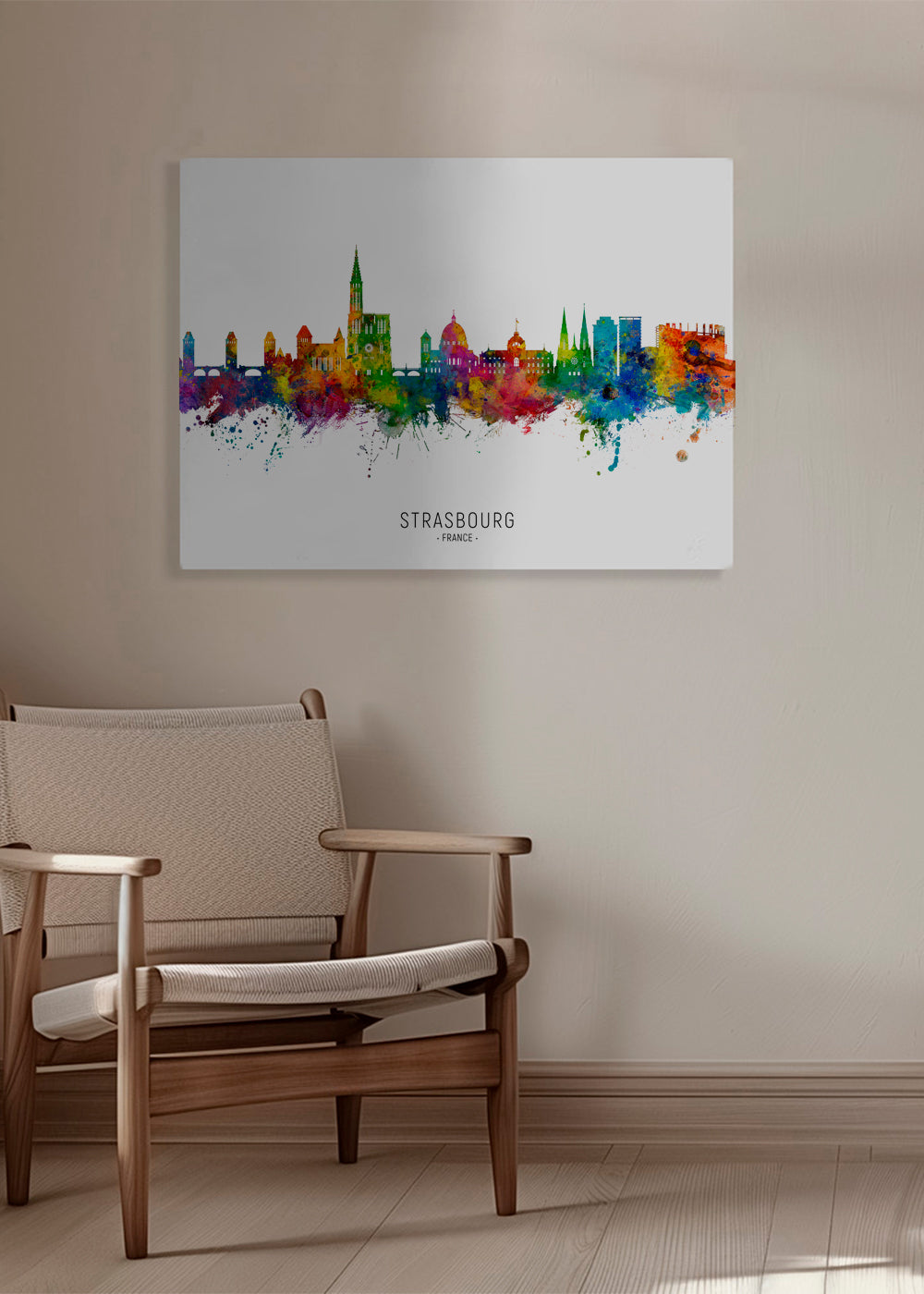 Reseposter Strasbourg färgstark skyline