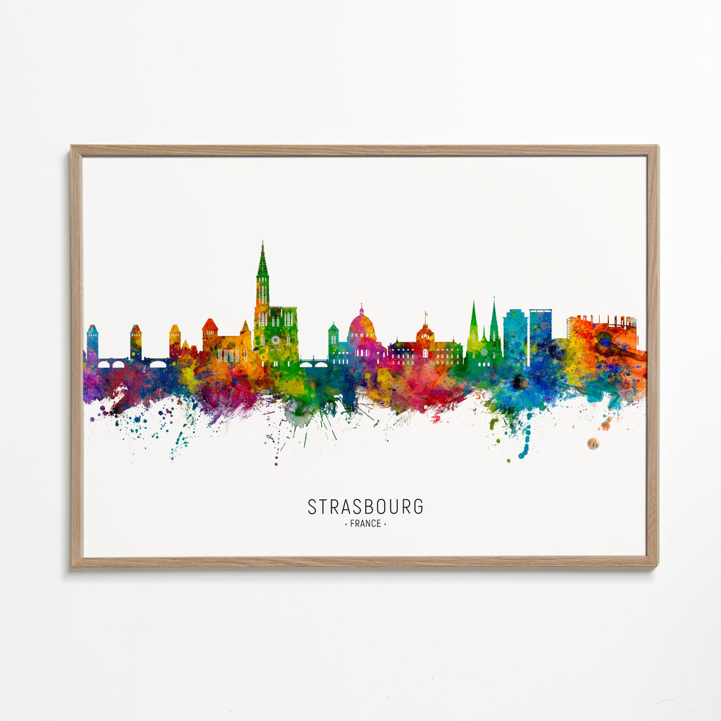 Reseposter Strasbourg färgstark skyline
