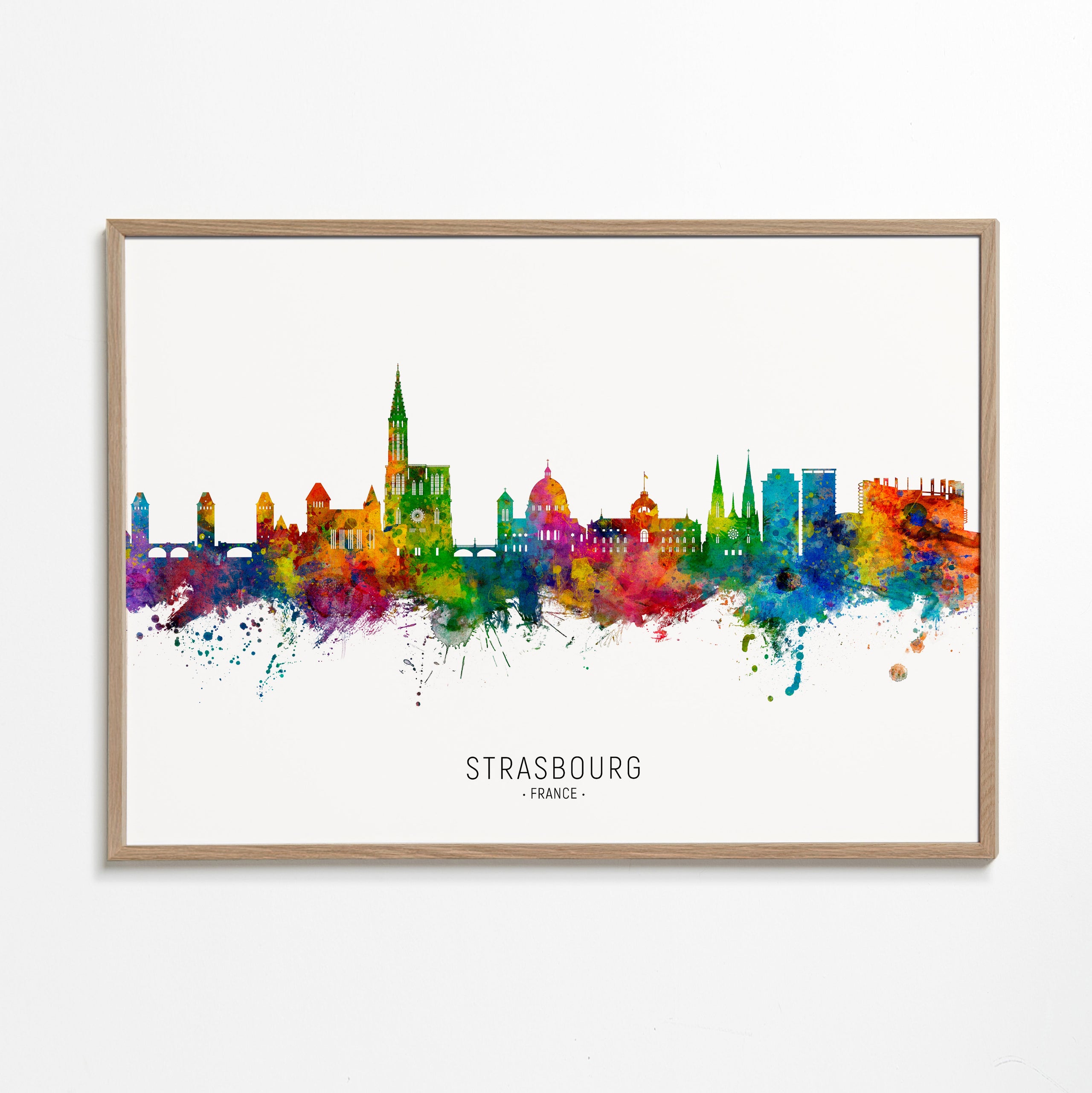 Reseposter Strasbourg färgstark skyline