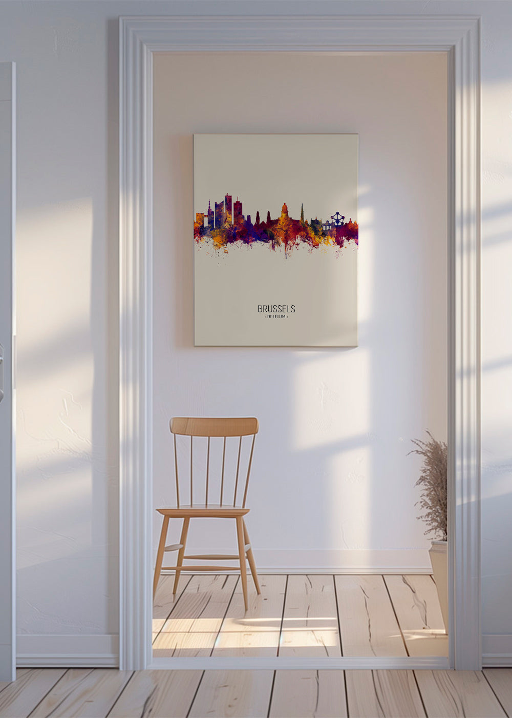 Stadsposter Bryssel skyline akvarell