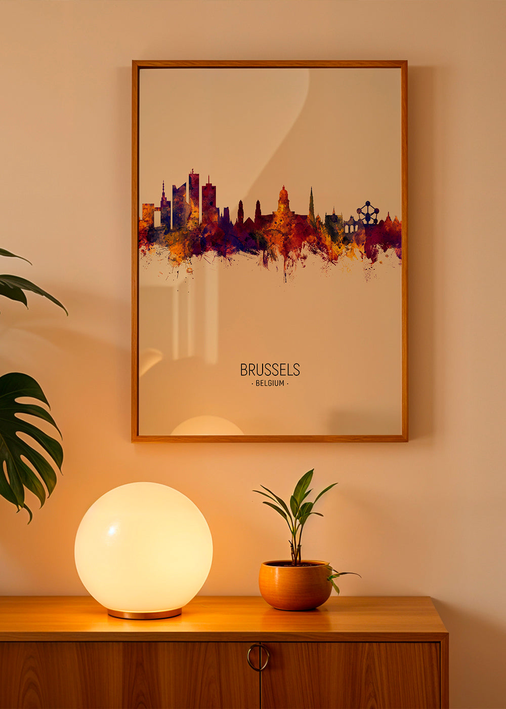 Stadsposter Bryssel skyline akvarell