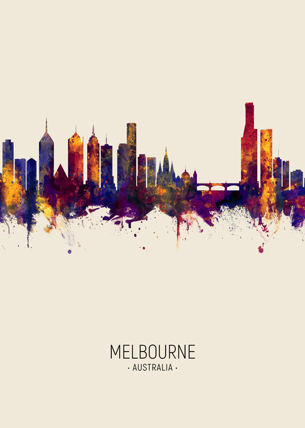 Stadskonst Melbourne i akvarell