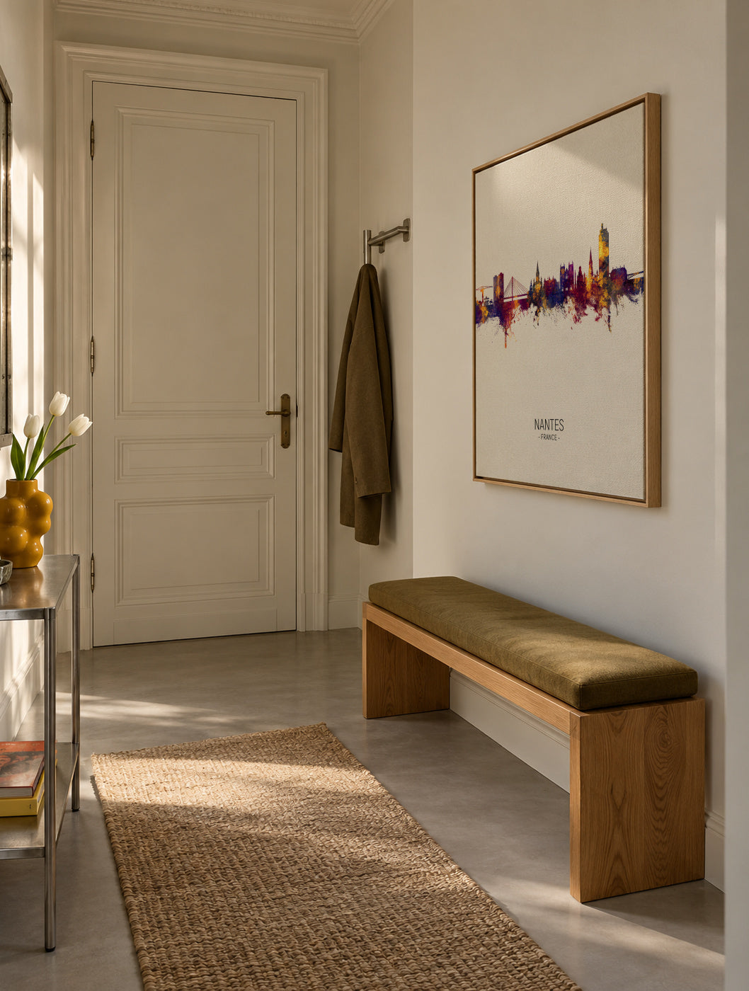 Nantes Skyline beige - Framed canvas in an interior