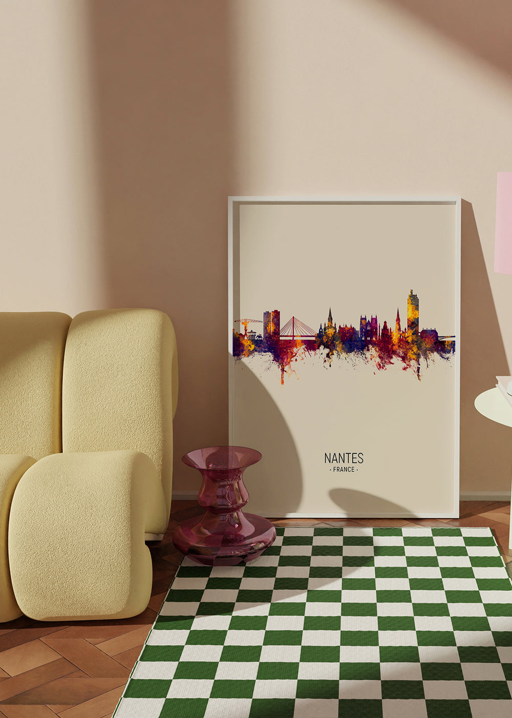 Stadstavla Nantes: skyline i akvarelltoner