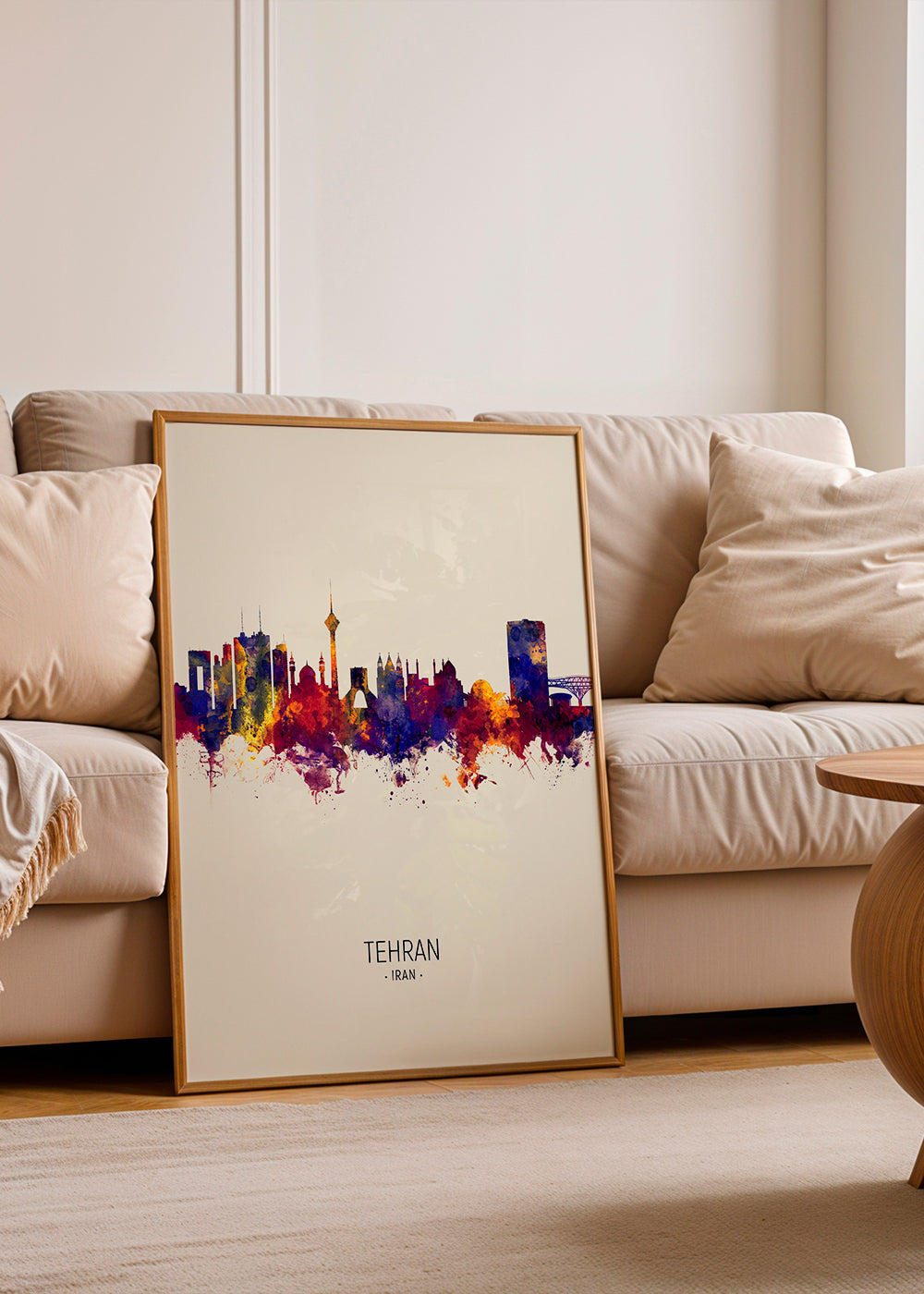 Stadskonst Teheran skyline akvarell
