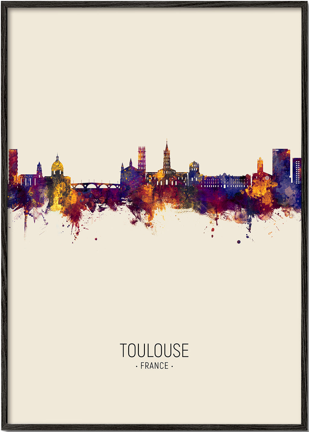 Kökskonst Toulouse akvarell skyline