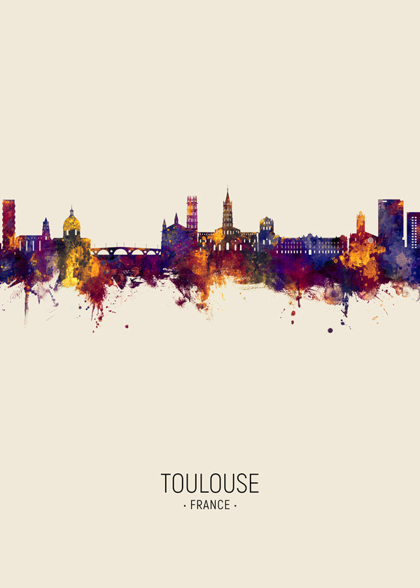 Kökskonst Toulouse akvarell skyline