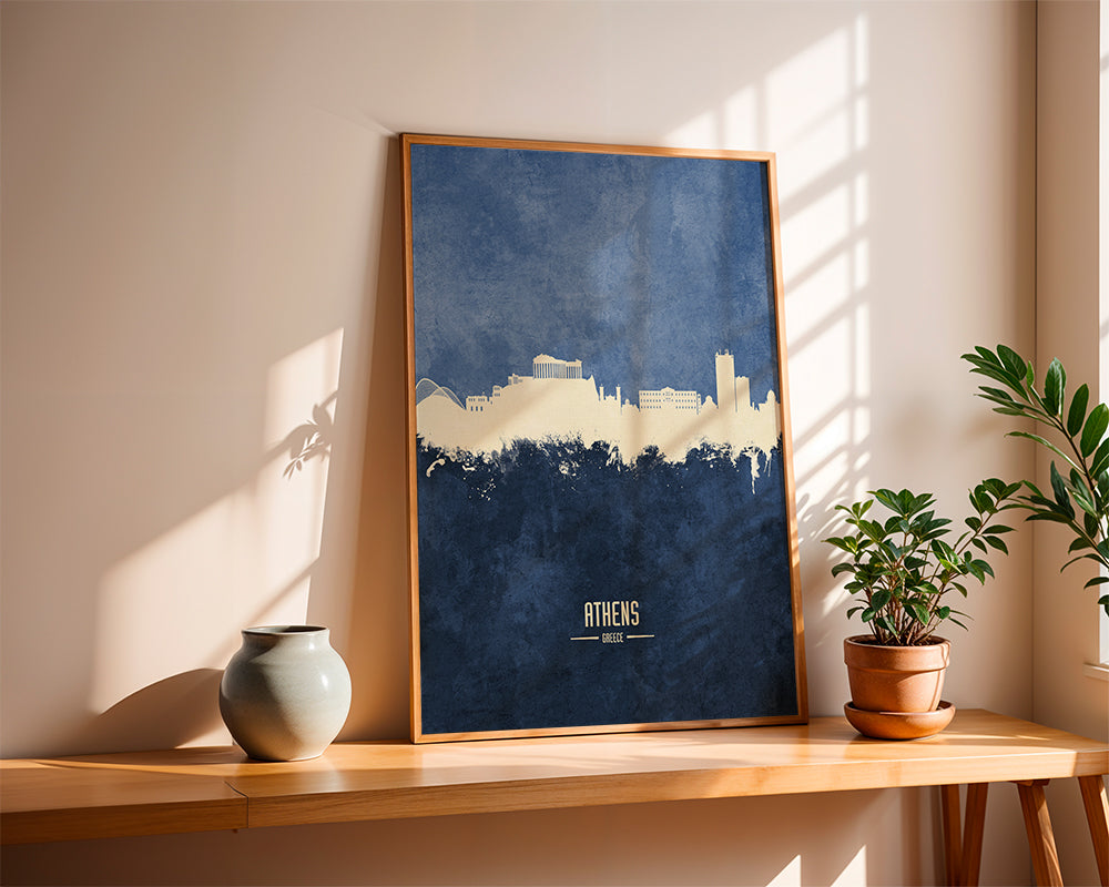 Kökskonst: Athens skyline i blått