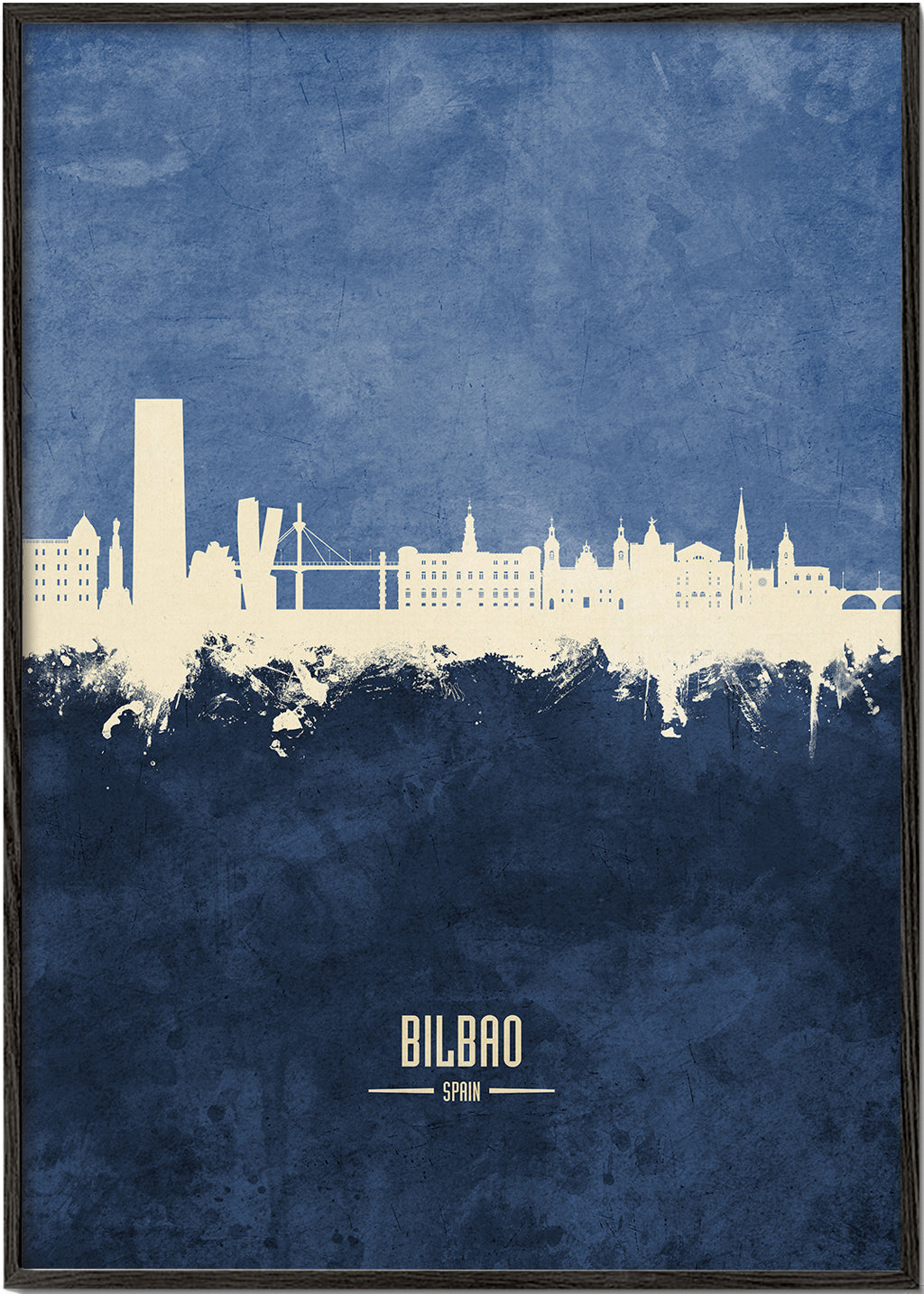 Stadsposter: Bilbaos skyline i blått