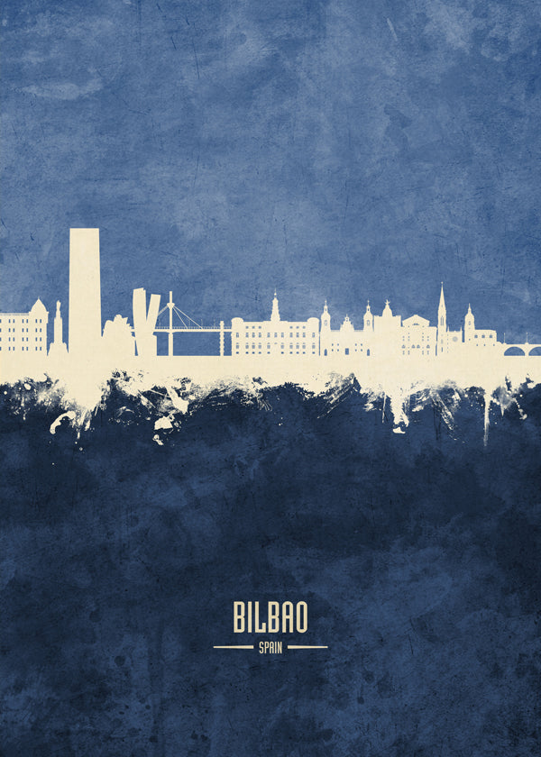 Stadsposter: Bilbaos skyline i blått