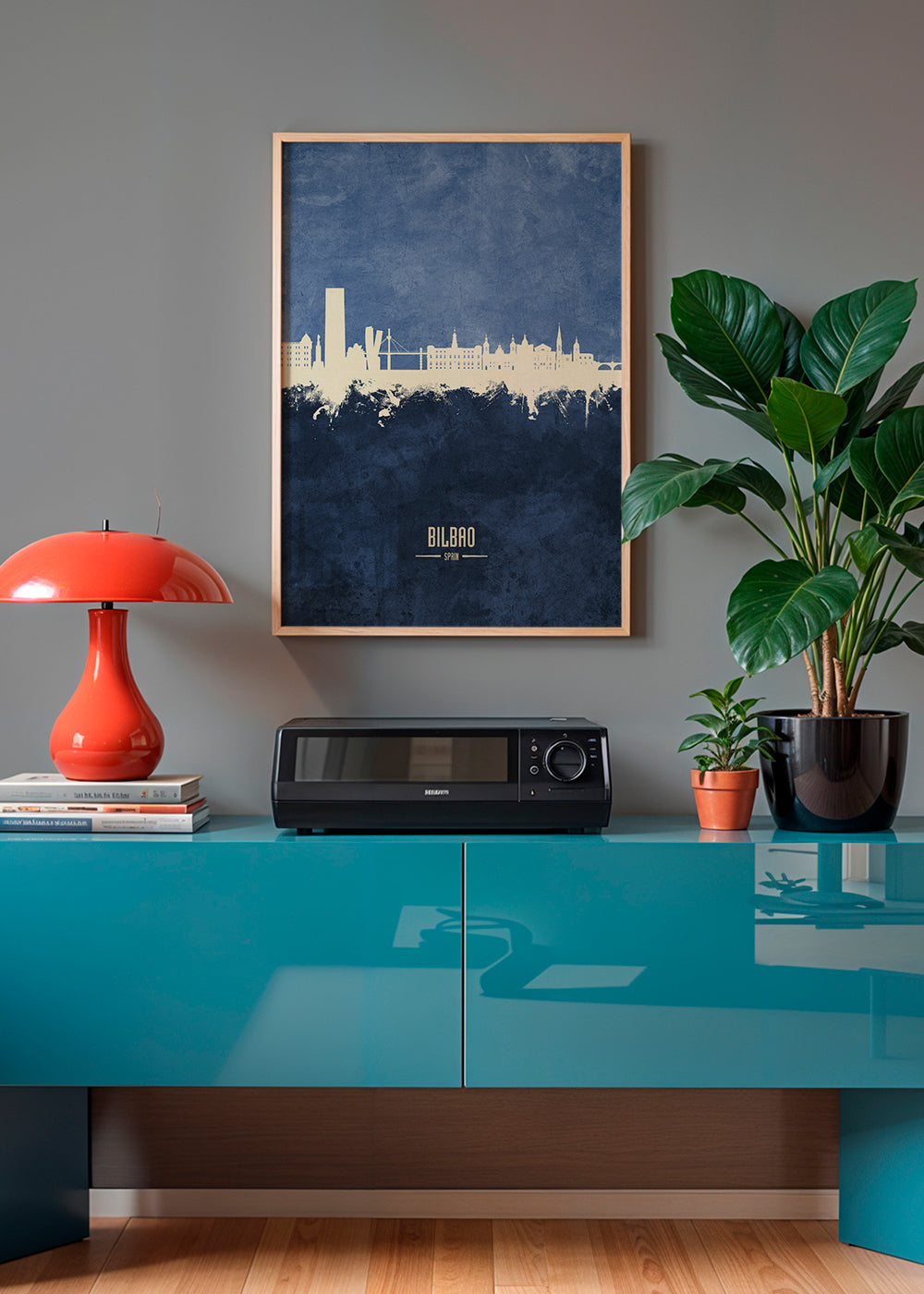 Stadsposter: Bilbaos skyline i blått