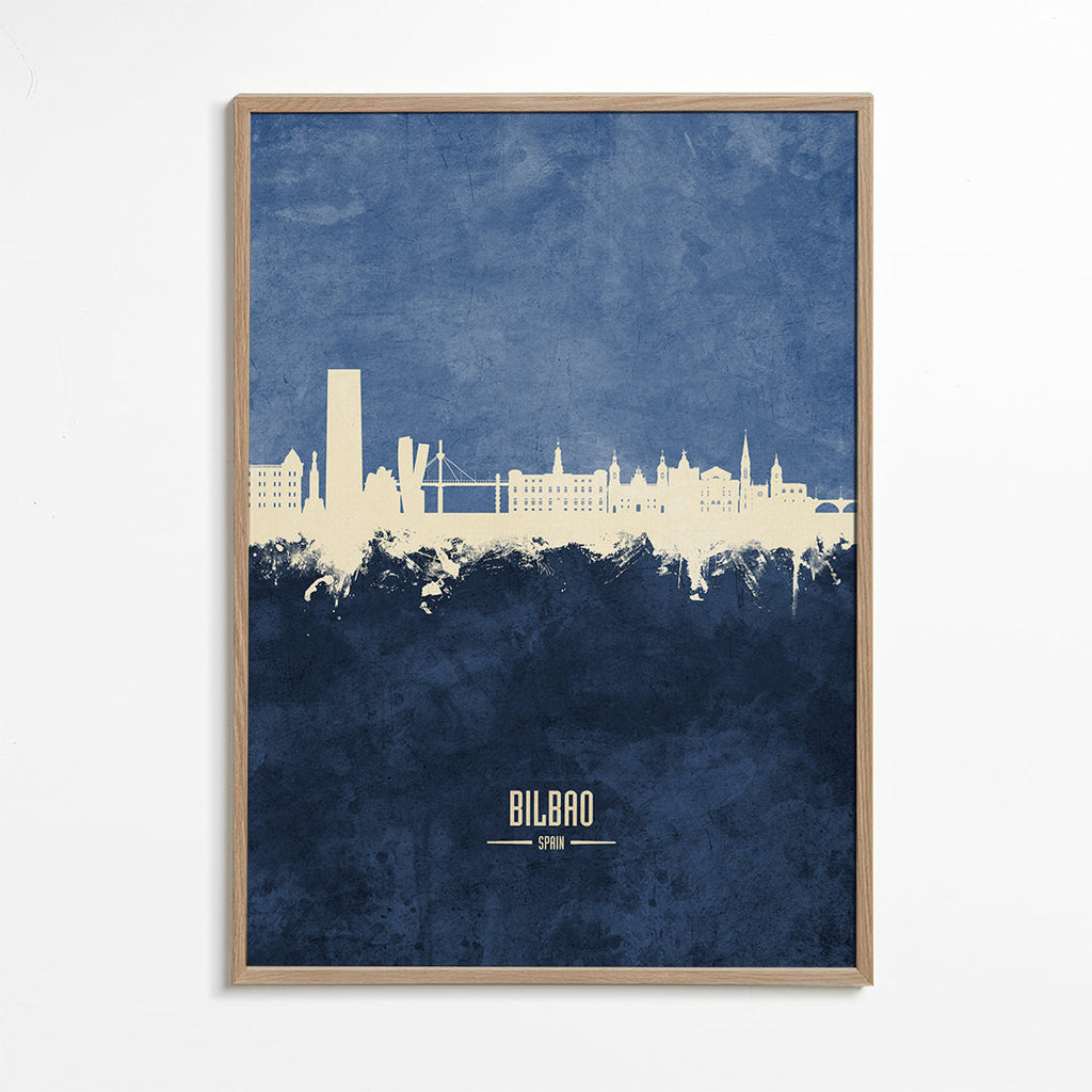 Stadsposter: Bilbaos skyline i blått